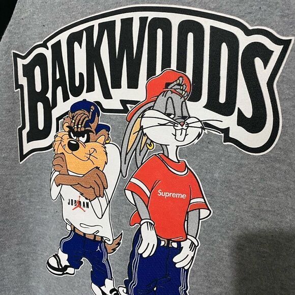 AMS Men’s Gray/Black Hoodie with Print Size S - Picture 4 of 5